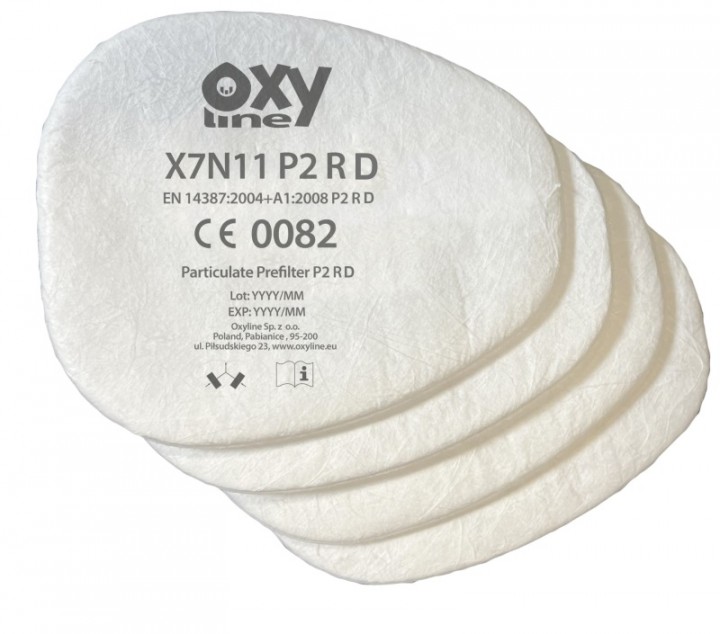 Filtr wymienny PREFILTR przeciwpyłowy OXYLINE OXYPRO X7N11 P2 R D opakowanie 4 sztuki